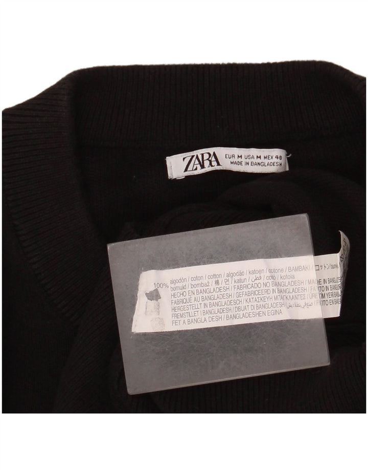Męski sweter z okrągłym dekoltem Zara, średniej wielkości, czarny, bawełniany