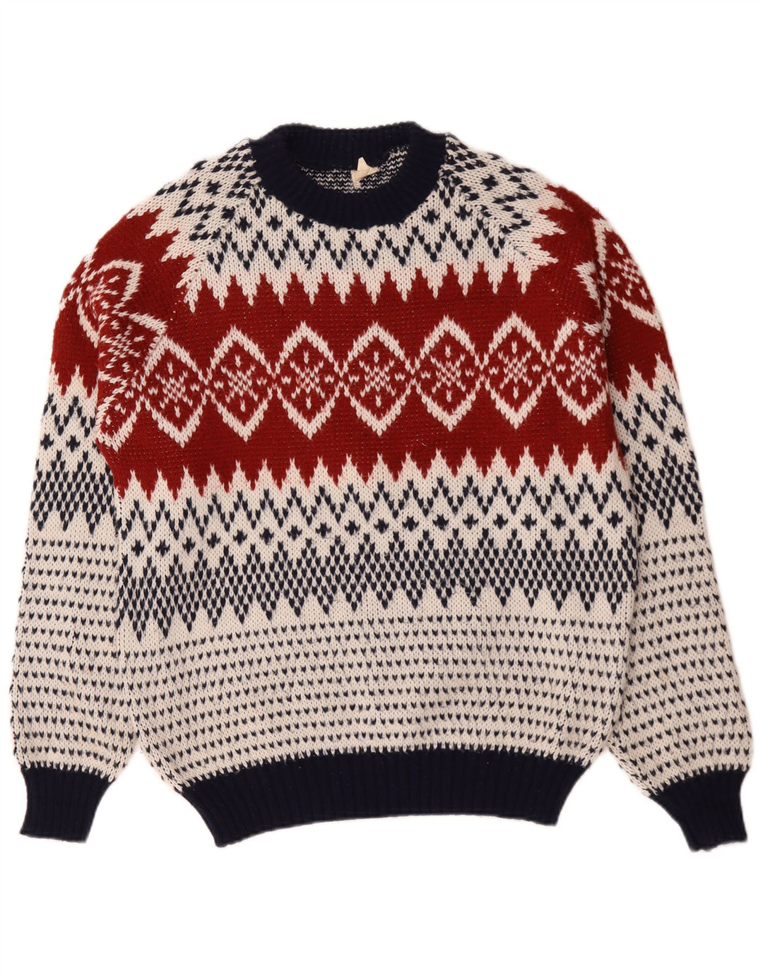 Vintage męski sweter z okrągłym dekoltem, duży, wielobarwny Fair Isle