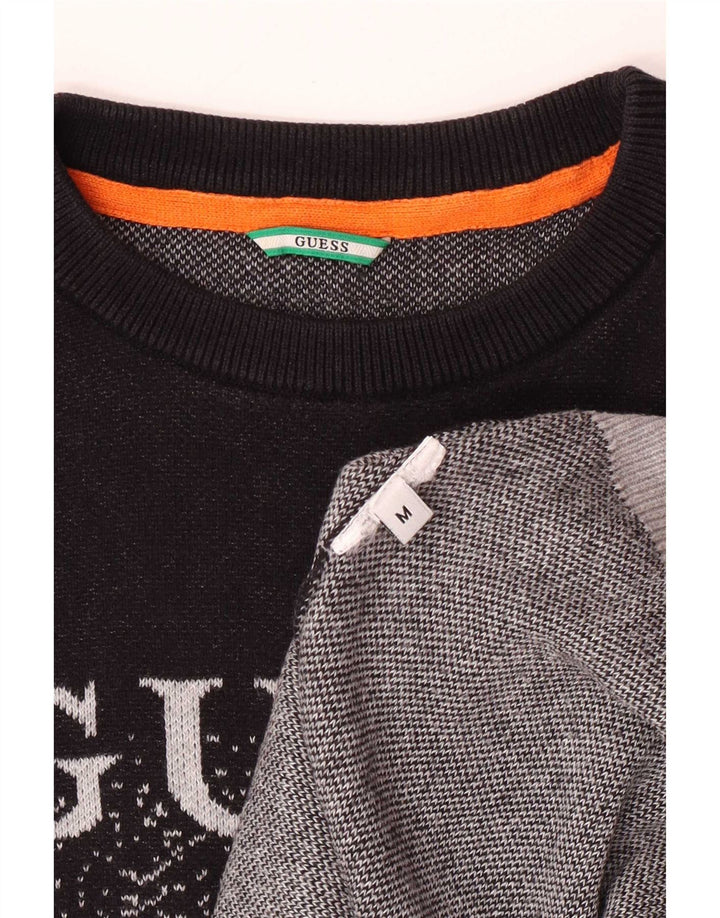 Męski sweter Guess z okrągłym dekoltem i średnim czarnym kolorem