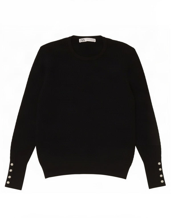 Damski sweter z okrągłym dekoltem Zara UK 20 2XL Czarna wiskoza