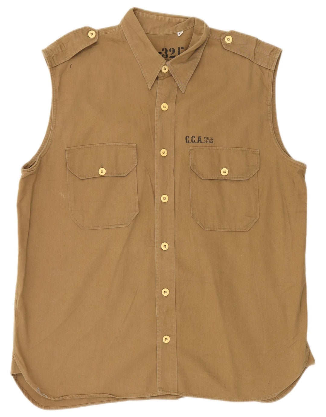 Męska koszula wojskowa bez rękawów w stylu vintage XL, bawełniana w kolorze khaki