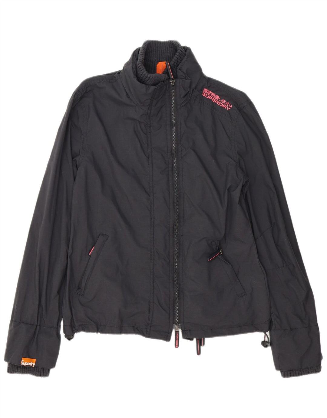 SUPERDRY Damska kurtka przeciwdeszczowa z grafiką UK 16, duża, szary poliester