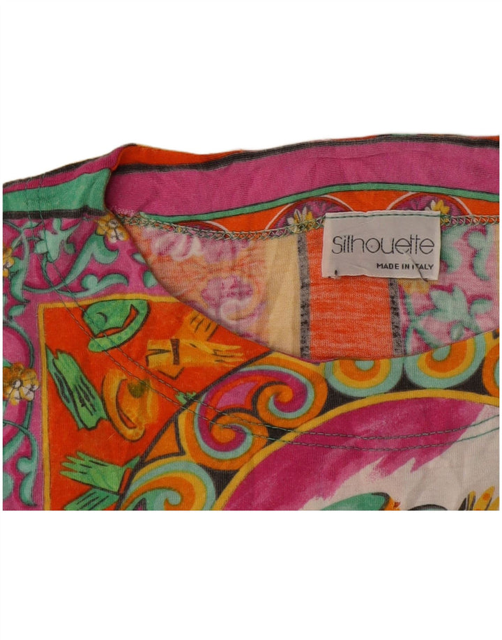 Damska koszulka z grafiką Silhouette Top UK 16, duża, wielokolorowa patchworka