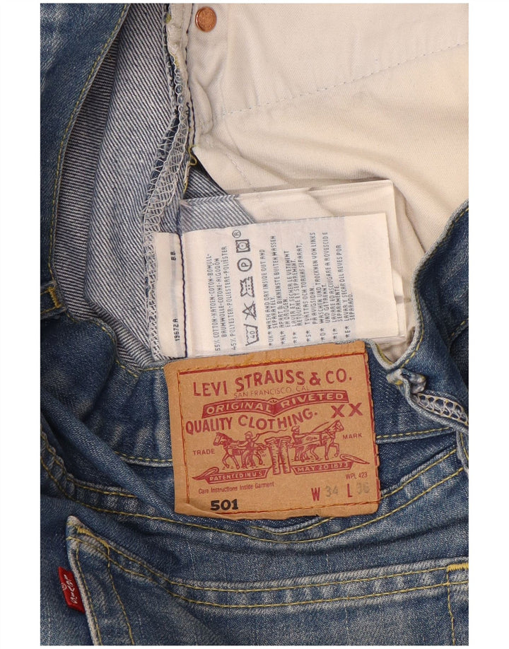 Męskie dżinsy Levi's 501 Straight W34 L29 Niebieskie bawełniane