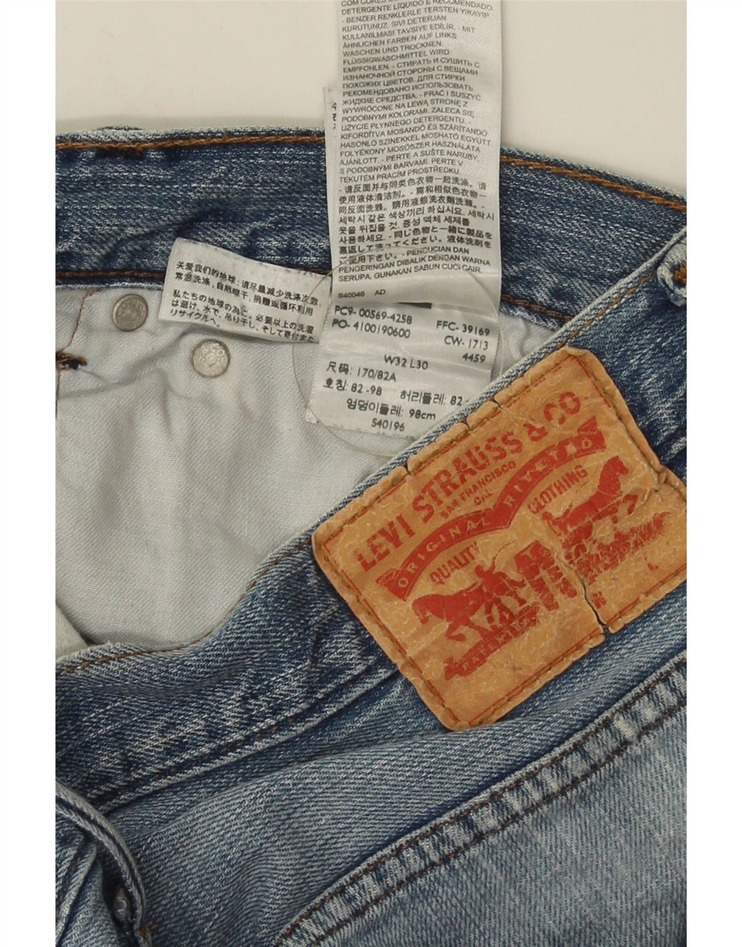 Męskie proste dżinsy LEVI'S W32 L26 Niebieskie bawełniane