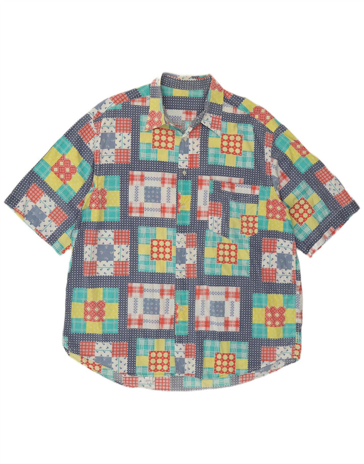 Koszula męska z krótkim rękawem VINTAGE XL, wielobarwna, patchworkowa bawełna