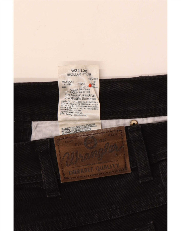 Męskie jeansy Wrangler o prostym kroju W34 L30, czarne, bawełniane