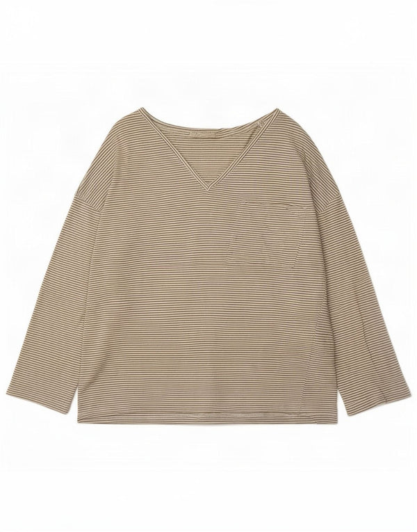 Damski top oversize Zara z długim rękawem, UK 10, małe, białe paski, bawełna