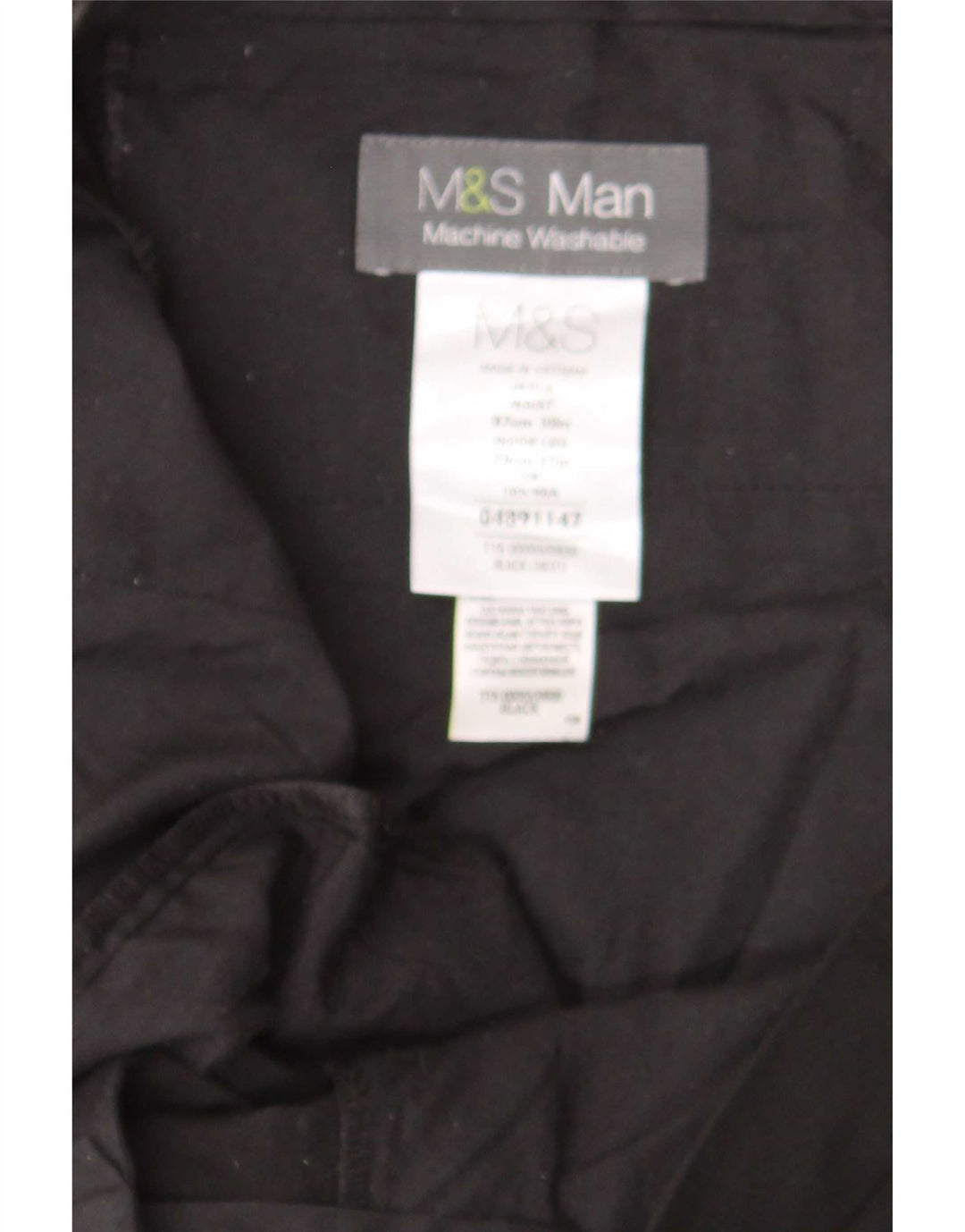 Marks & Spencer Męskie proste spodnie garniturowe W39 L31 Czarny poliester