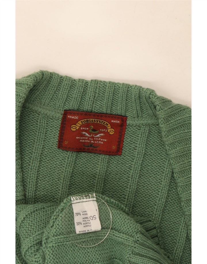 Męski sweter rozpinany VINTAGE IT 50 Średniozielony, geometryczny wełniany