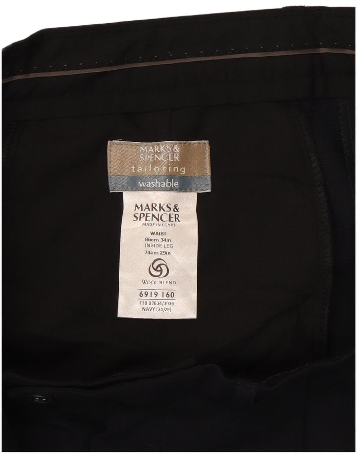 Marks & Spencer Męskie spodnie garniturowe W34 L29 Granatowy poliester