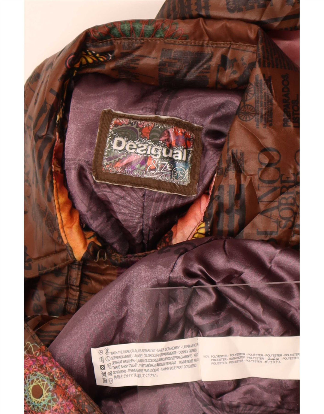 Desigual damski trencz z grafiką EU 38, średni brązowy, kwiatowy poliester