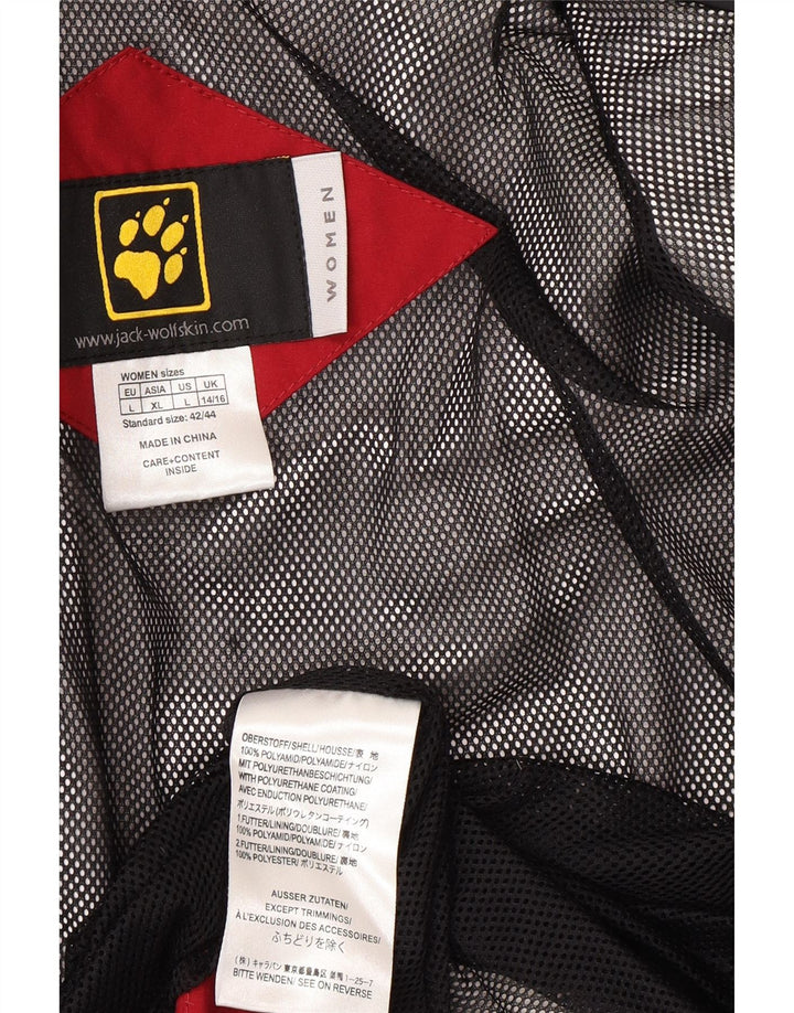 Damska kurtka przeciwdeszczowa z kapturem Jack Wolfskin UK 14/16, duża, czerwona, poliamidowa