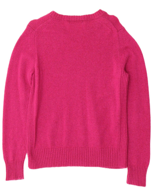 Marks & Spencer Damski sweter z dekoltem w łódkę, UK 14, duży, różowy, z owczej wełny