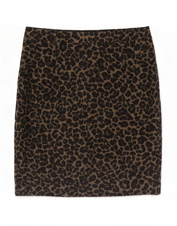 Marks & Spencer Damska prosta spódnica UK 16 Large W34 Beżowy nadruk zwierzęcy
