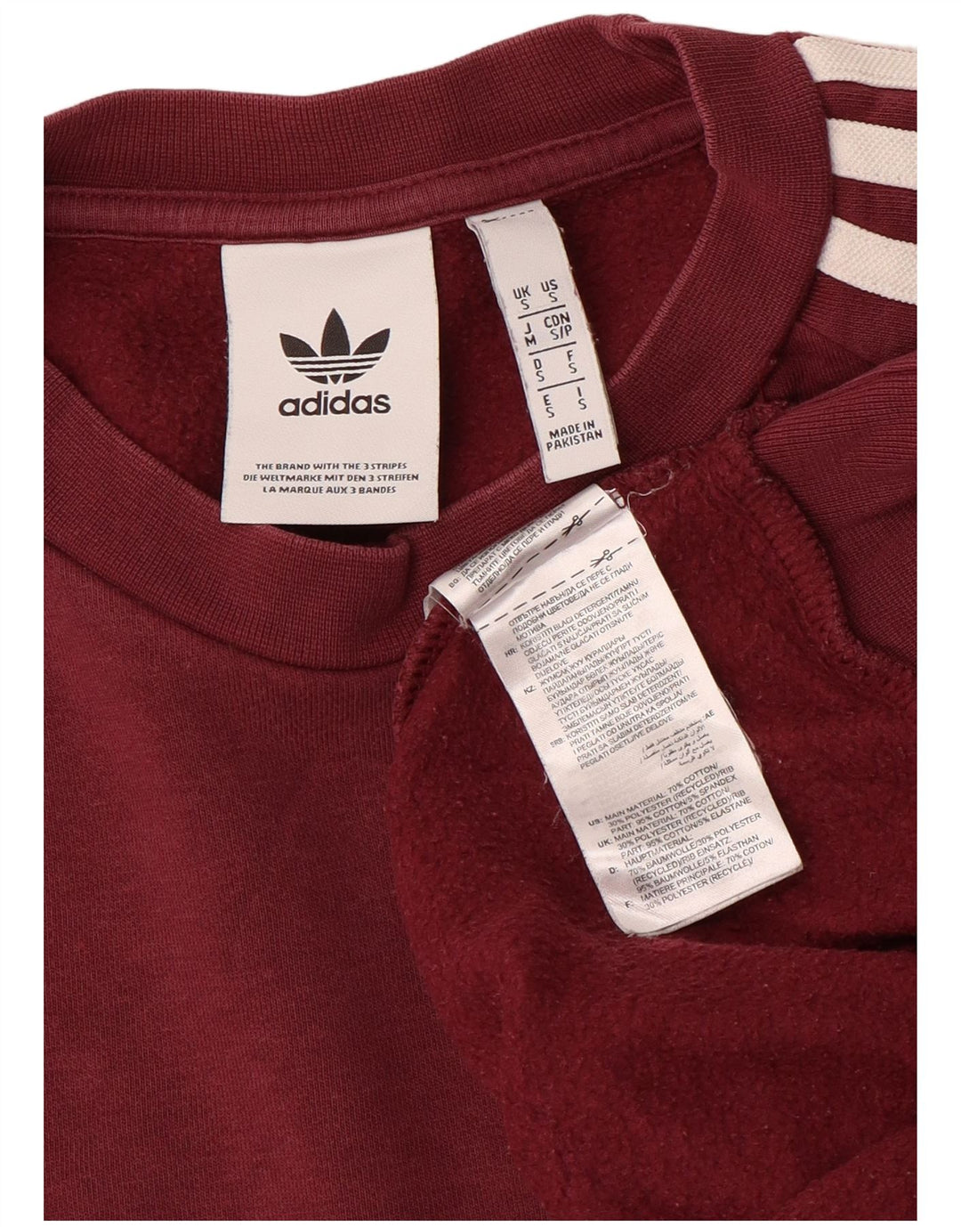 Adidas Męska Bluza Sweter Mała Burgundowa Bawełniana