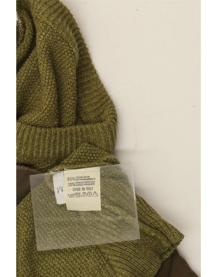Męski sweter w stylu vintage z okrągłym dekoltem, bawełniany, średniej wielkości khaki