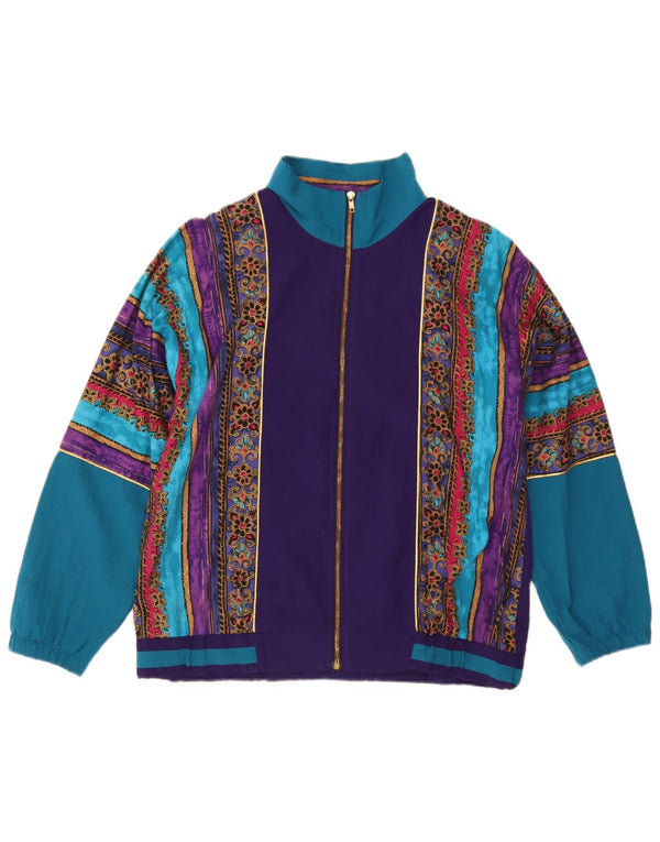 Damska kurtka dresowa w stylu vintage UK 16, duża, wielobarwna, z blokami kolorów