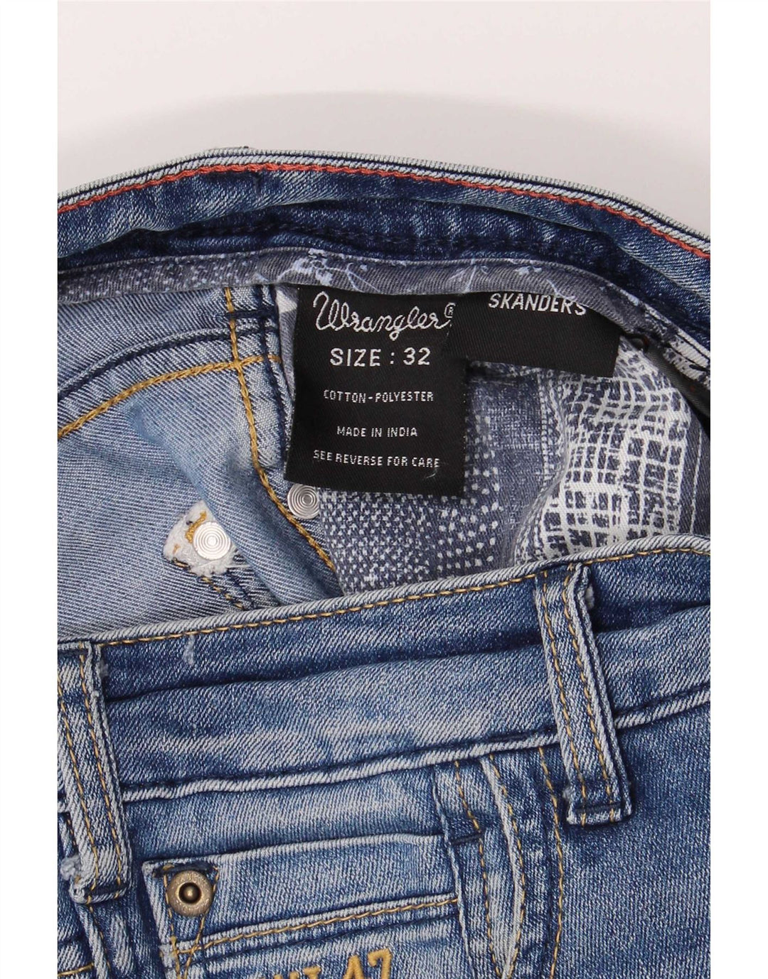 Wrangler Męskie Skanders Slim Jeans W32 L34 Niebieskie bawełniane