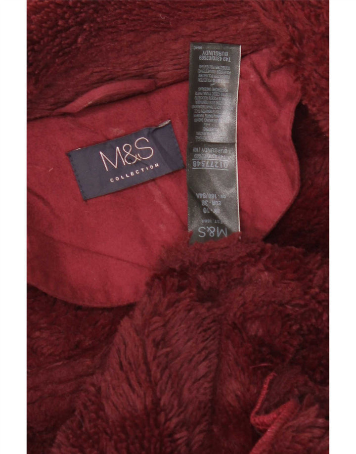 Marks & Spencer Damska kurtka Sherpa UK 10, mała, bordowa, poliester