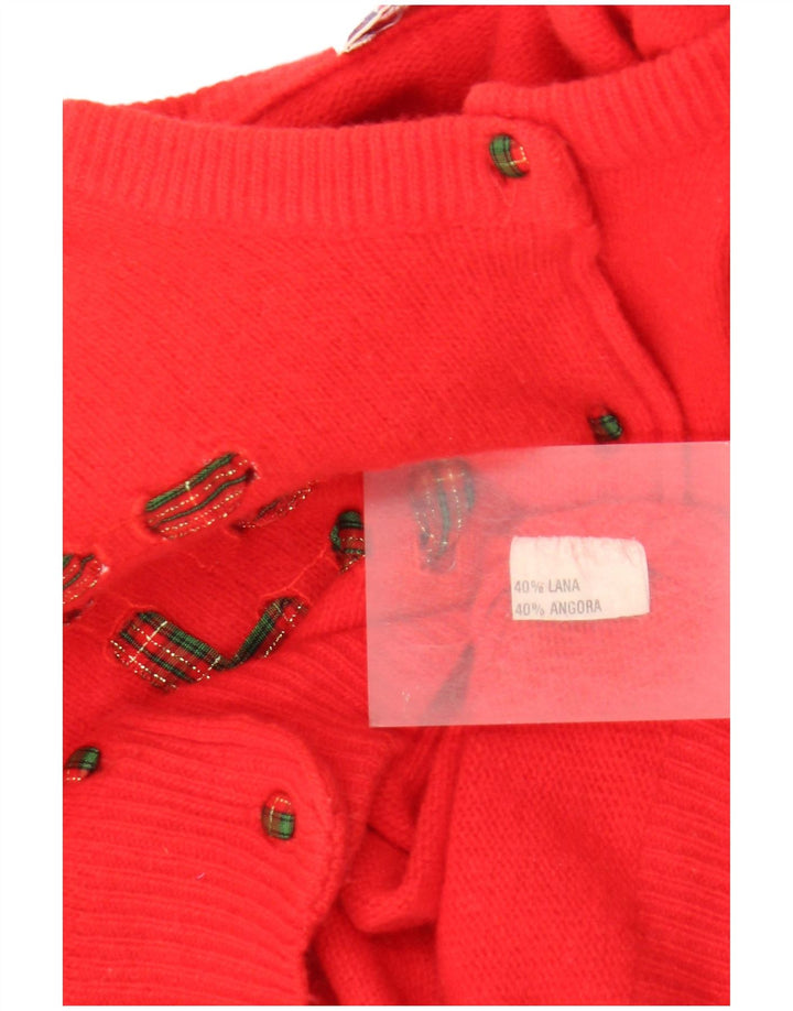 Sweter damski w stylu vintage, UK 14, średnia czerwona wełna