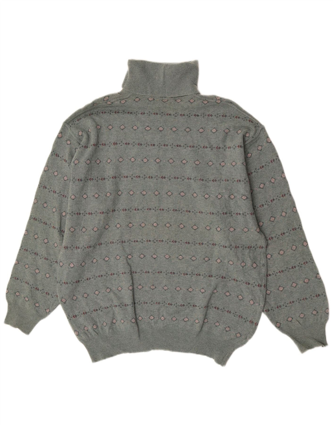 Bramante Męski sweter z golfem, duży, szary, geometryczny, z dziewiczej wełny