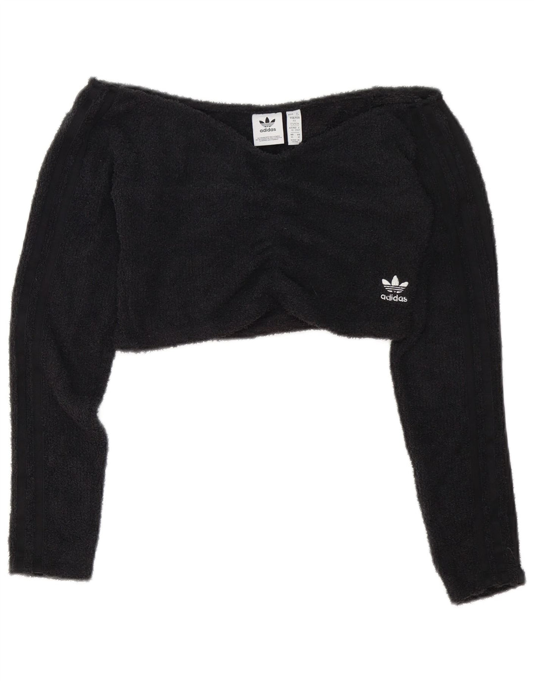 Damska bluza Adidas Crop Fleece Off Shoulder Top UK 12, średni czarny poliester