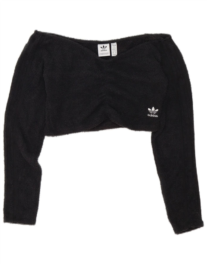 Damska bluza Adidas Crop Fleece Off Shoulder Top UK 12, średni czarny poliester