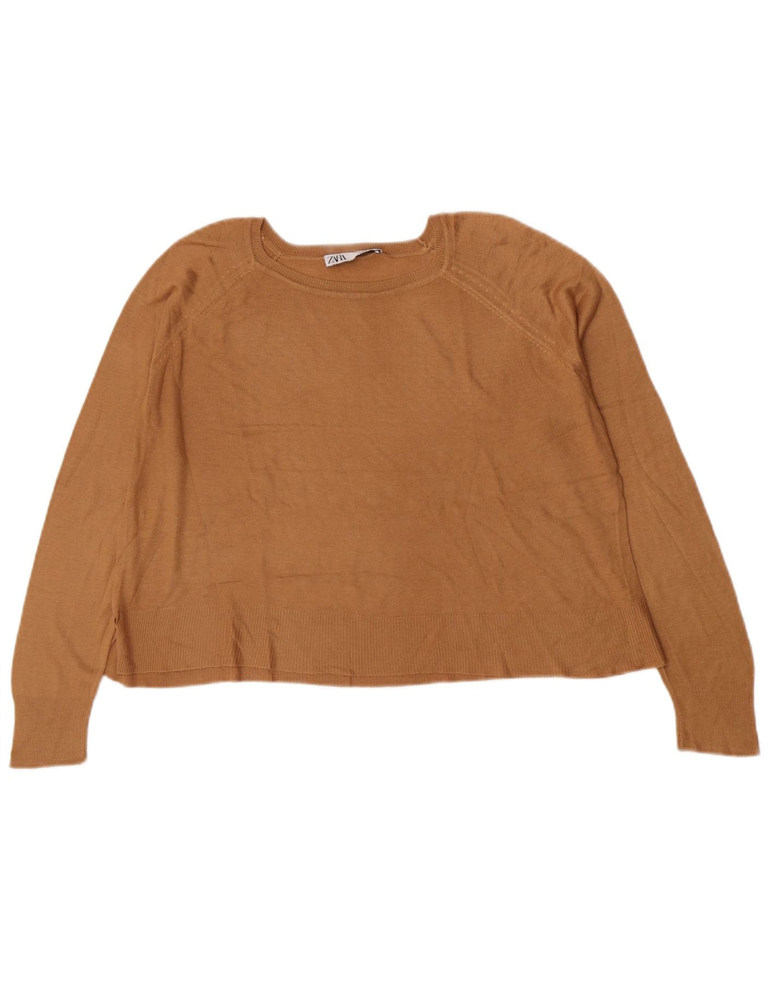 Damski sweter oversize z dekoltem w łódkę Zara UK 10 Small Brown
