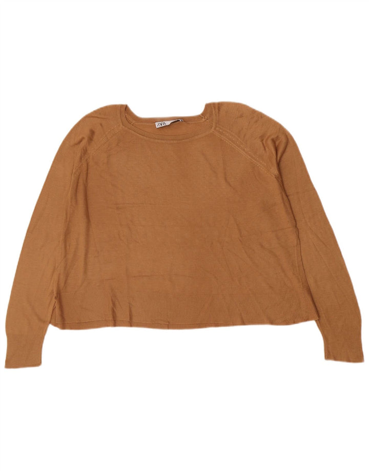 Damski sweter oversize z dekoltem w łódkę Zara UK 10 Small Brown