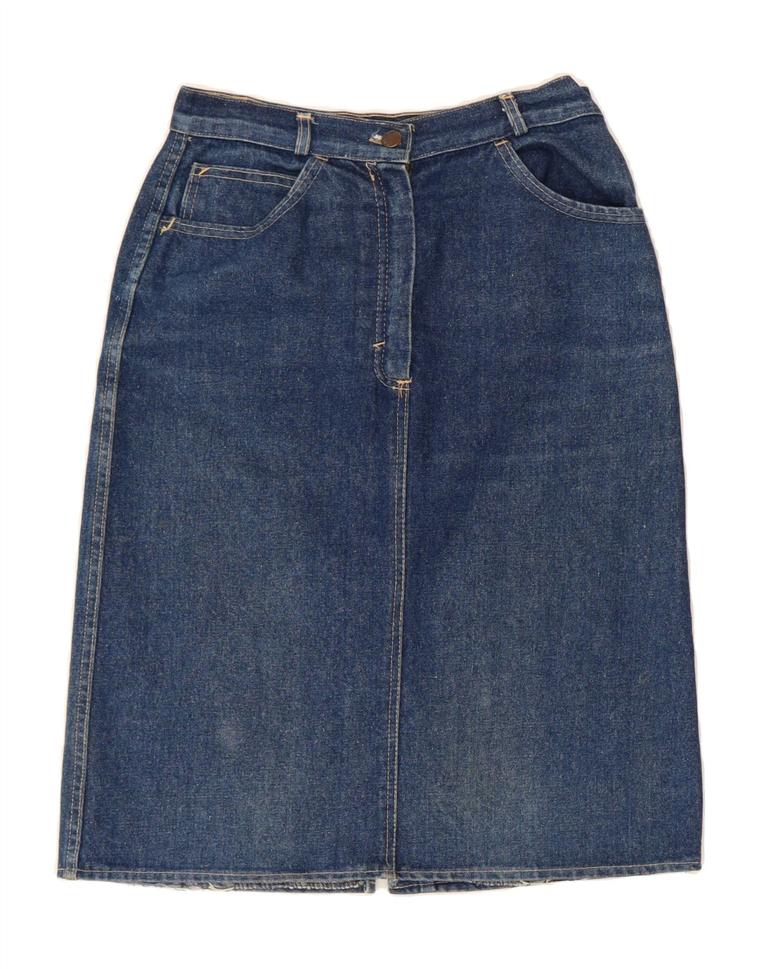 VINTAGE Womens Denim Skirt W28 Medium  Blue Cotton Vintage Vintage and Second-Hand Vintage from Messina Hembry 