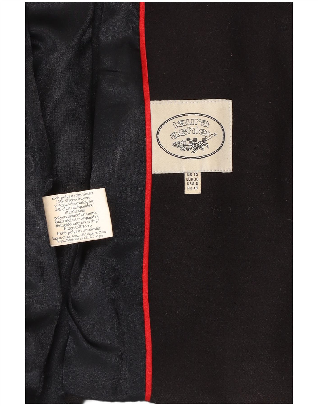 LAURA ASHLEY Damska marynarka z kapturem i 5 guzikami, UK 10, mała, granatowa