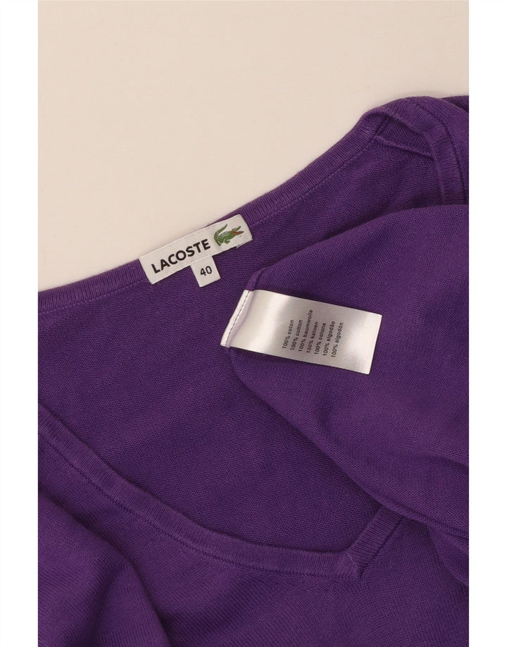Lacoste Damski sweter z dekoltem w kształcie litery V, rozmiar 40, średni fiolet, bawełna