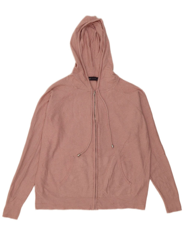 Marks & Spencer Damski sweter z kapturem i zamkiem, UK 14, średnioróżowy, wiskoza