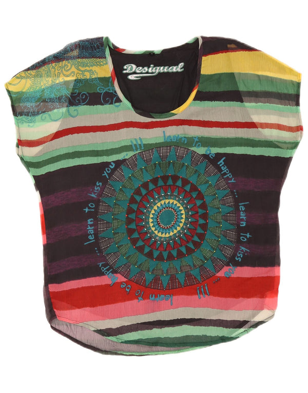 Desigual Womens Oversized Blouse Top UK 16 Large Multicoloured Striped