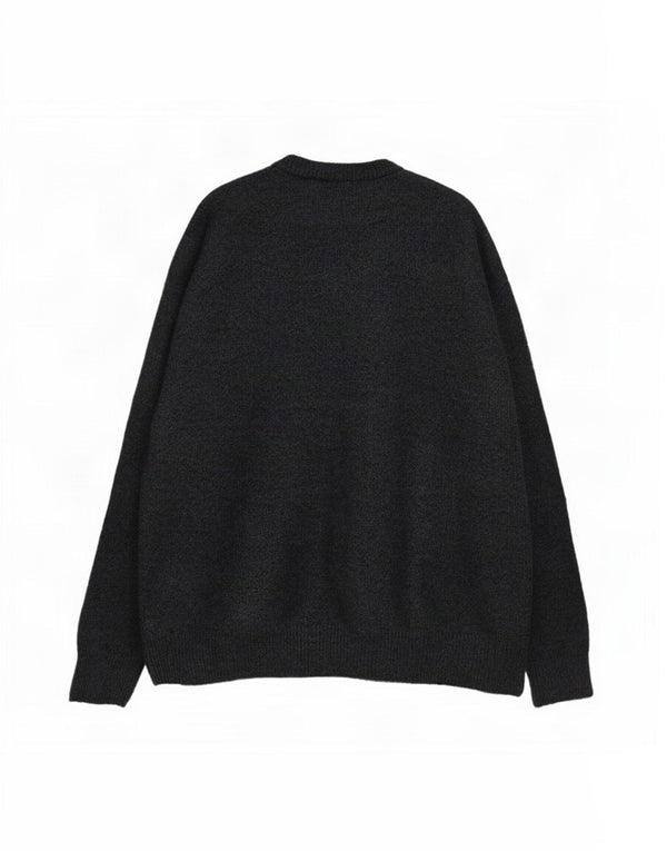 Męski sweter Zara z okrągłym dekoltem, duży, granatowy, akrylowy