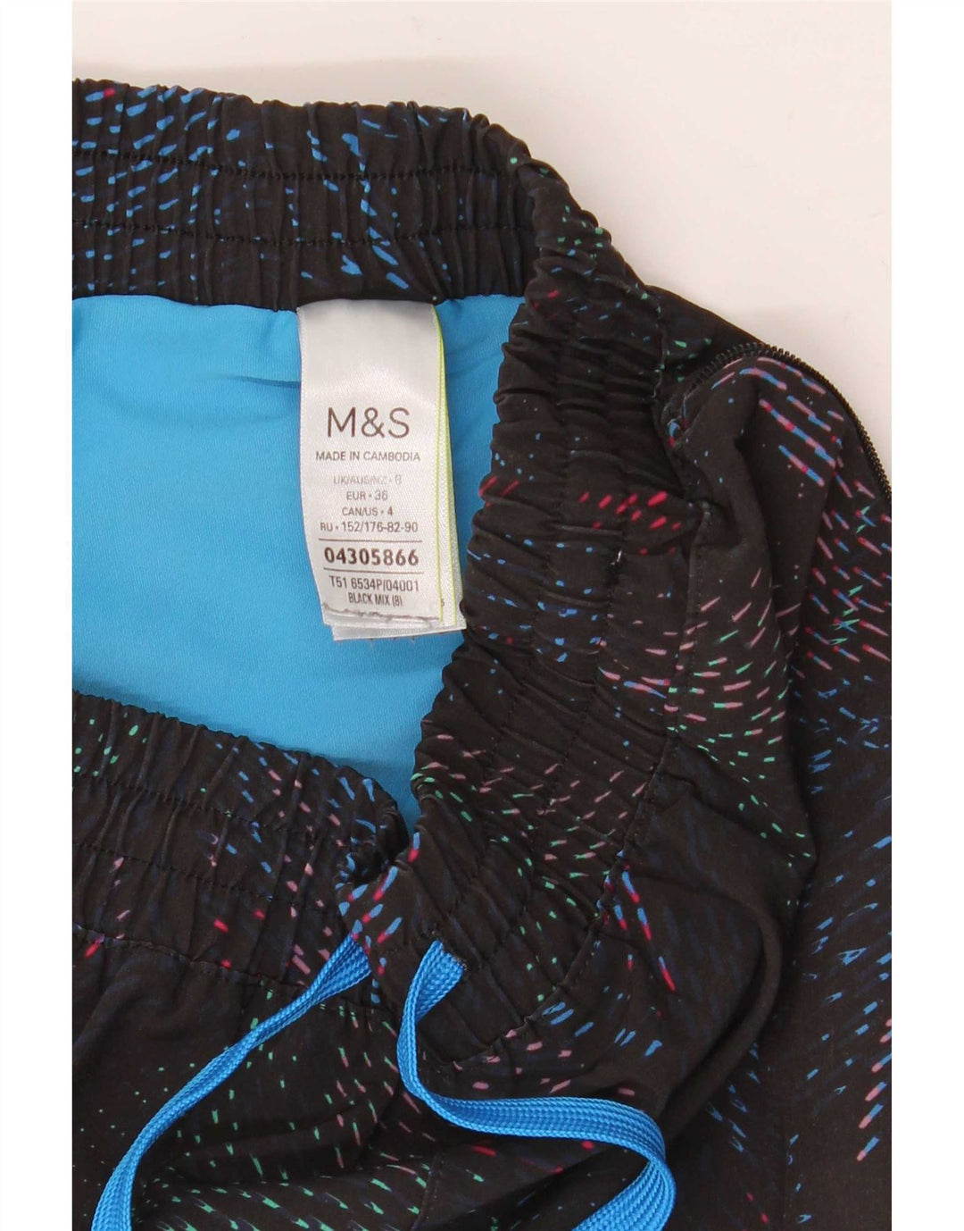Damskie spodenki sportowe Marks & Spencer UK 8, małe, czarne, z poliestru w cętki