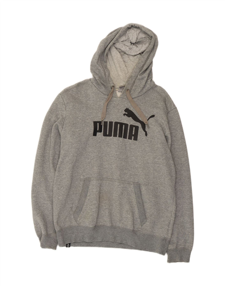 Męski sweter z kapturem Puma z grafiką, średnioszary, bawełniany