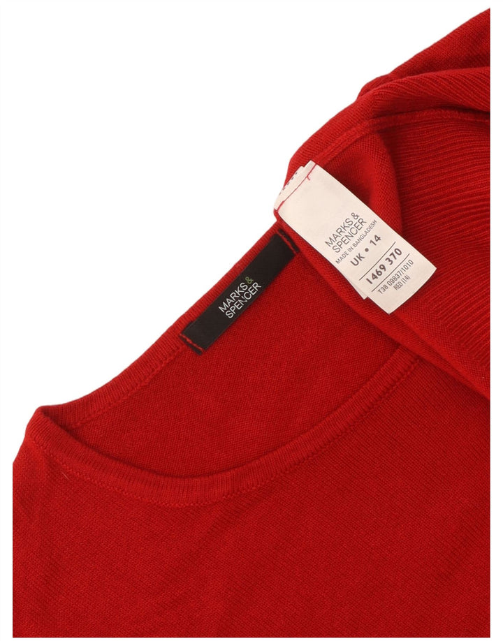 Marks & Spencer Damski sweter z okrągłym dekoltem, UK 14, średni czerwony akryl