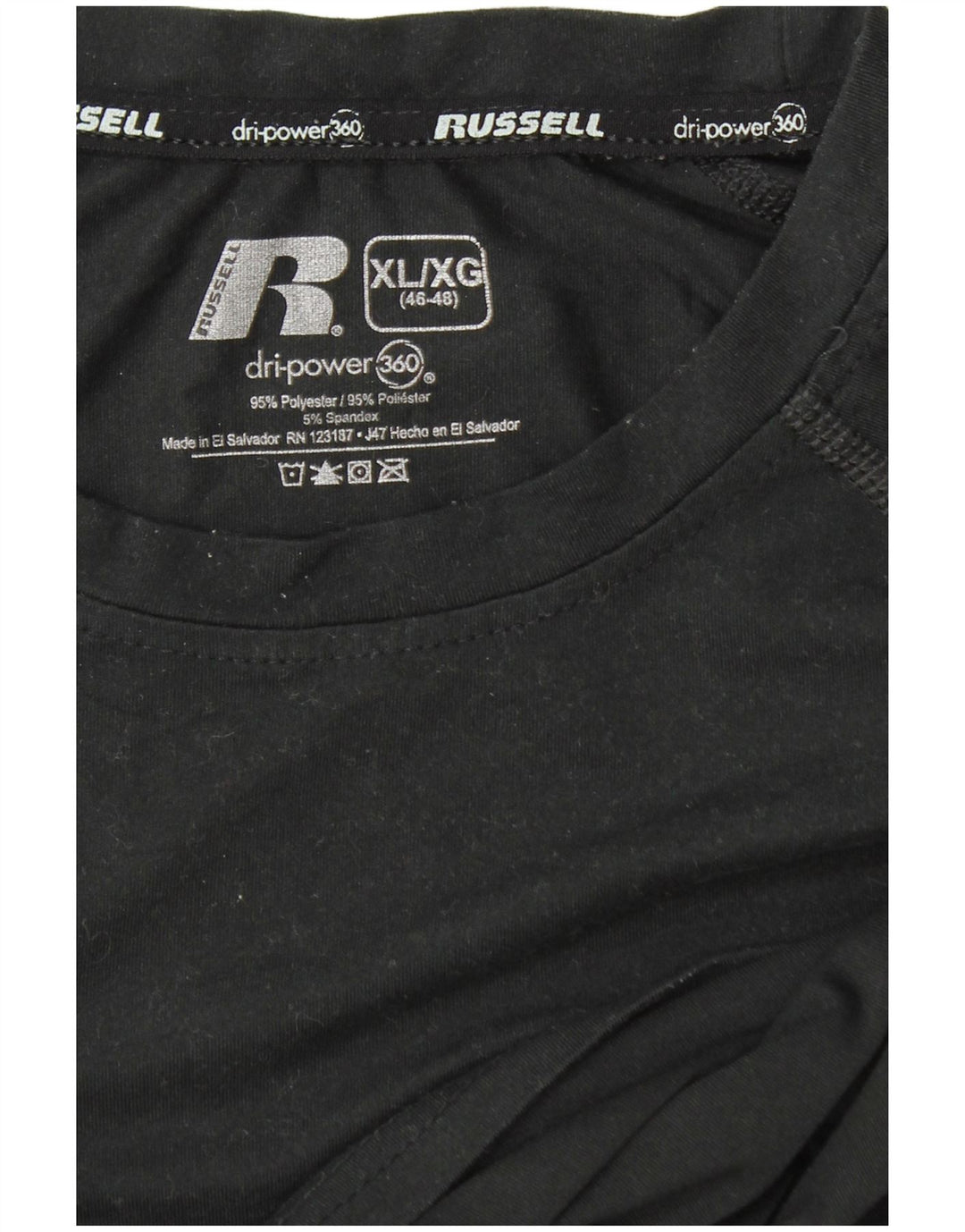 Męska koszulka RUSSELL ATHLETIC Dri-Power z długim rękawem, XL, czarna, poliestrowa