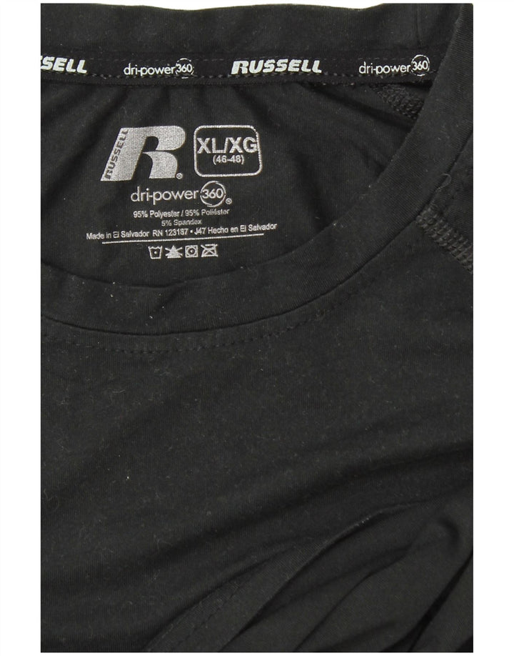 Męska koszulka RUSSELL ATHLETIC Dri-Power z długim rękawem, XL, czarna, poliestrowa