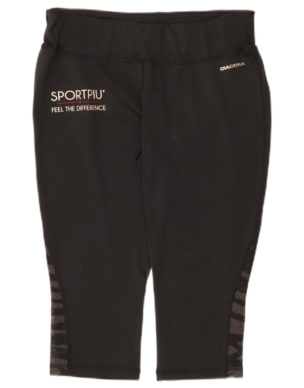 Damskie legginsy Capri Diadora UK 14, duże, czarne, geometryczne