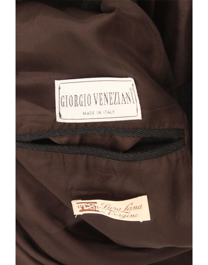 Płaszcz męski w stylu vintage UK 40, duży, czarny, z dziewiczej wełny