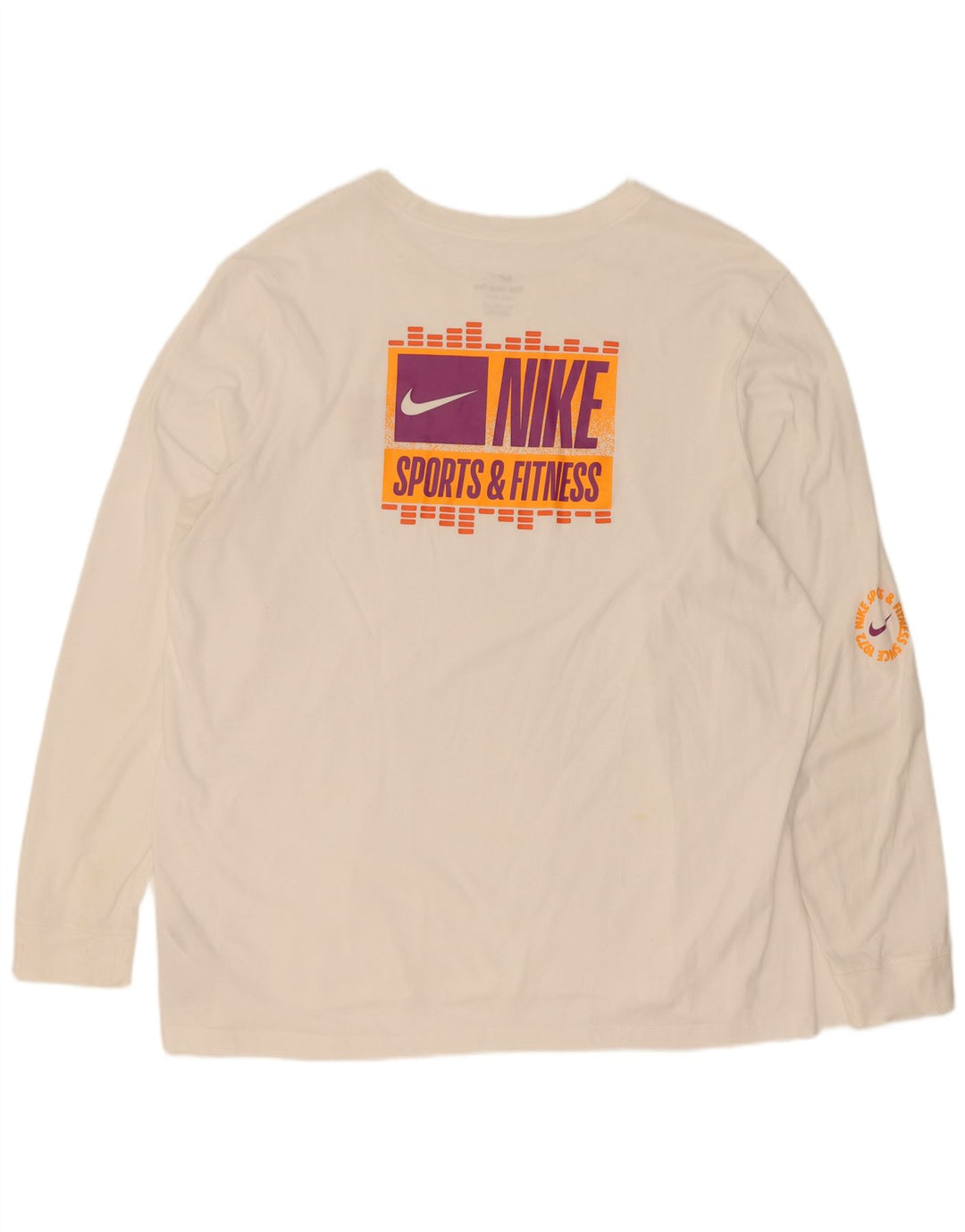 Męska koszulka Nike Dri Fit z grafiką, długim rękawem, 2XL, biała bawełna