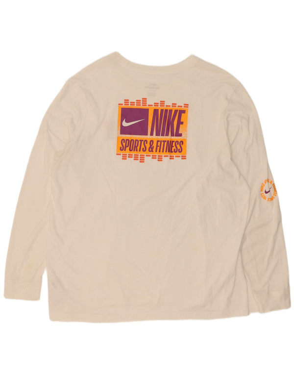 Męska koszulka Nike Dri Fit z grafiką, długim rękawem, 2XL, biała bawełna