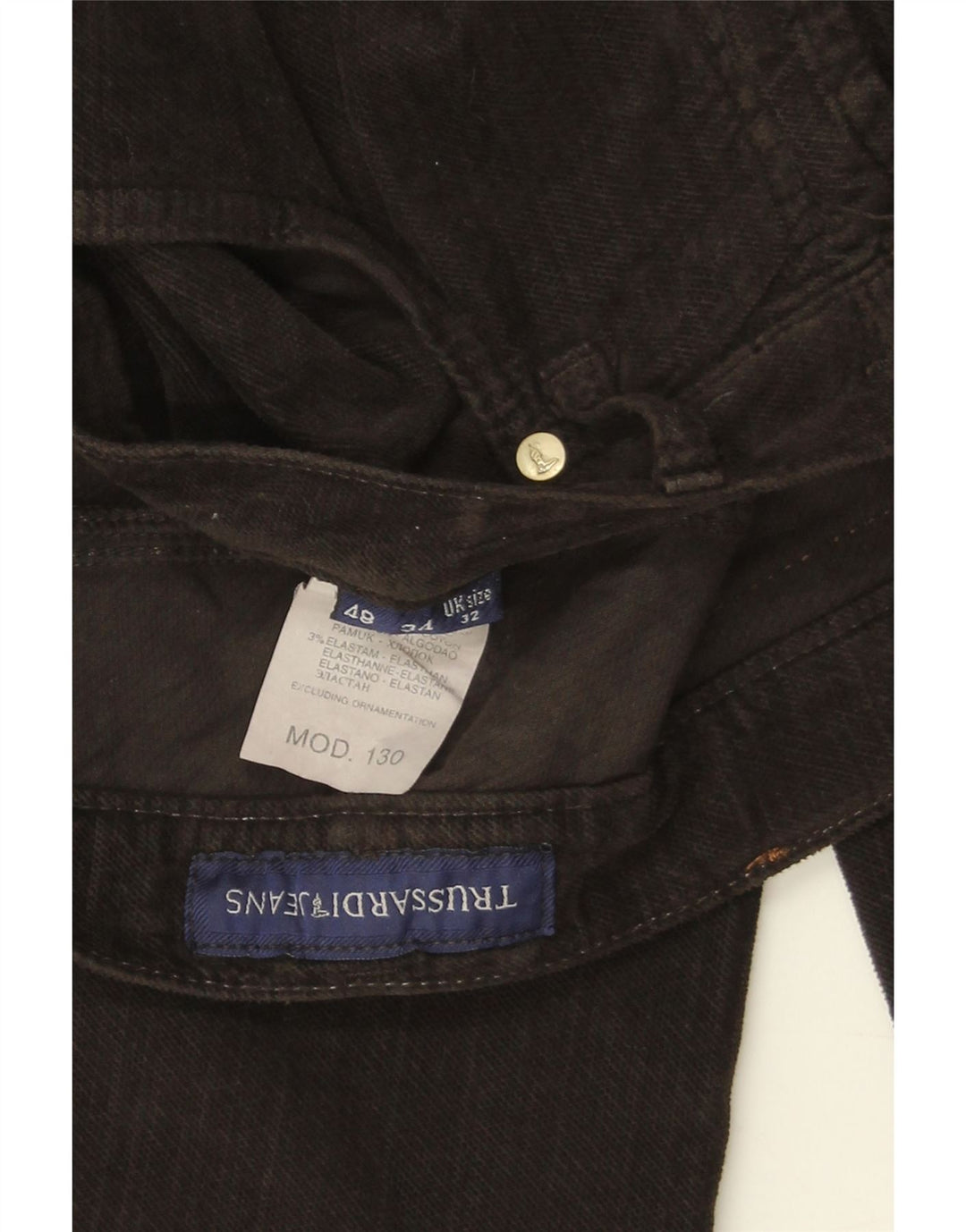 Męskie proste dżinsy TRUSSARDI IT 48 Medium W32 L34 Czarna bawełna