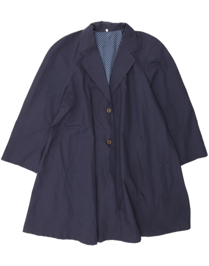 VINTAGE Womens Overcoat UK 16 Large Navy Blue Polyester Vintage Vintage and Second-Hand Vintage from Messina Hembry 