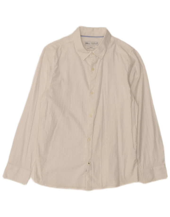 Koszula chłopięca Zara Slim Fit 11-12 lat, biała, bawełniana