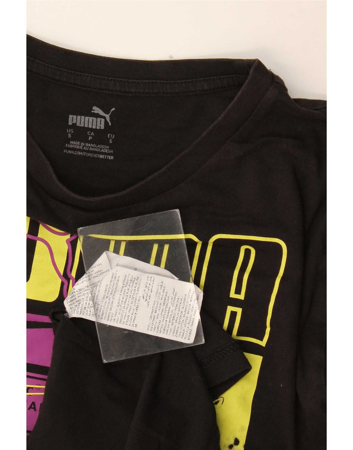 Męski T-shirt z grafiką Puma, mały, czarny, bawełniany
