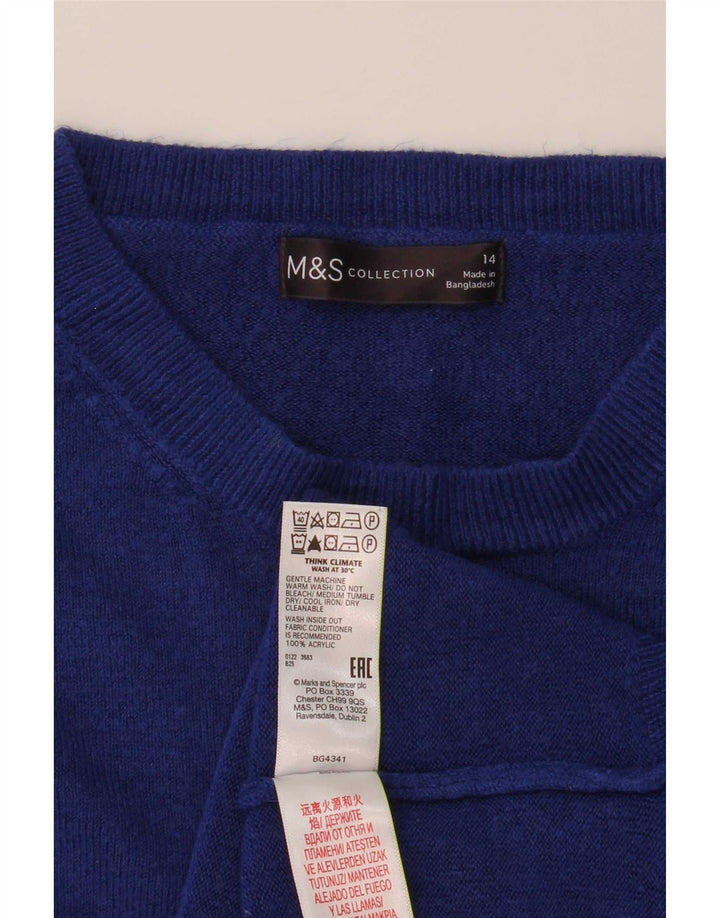Marks & Spencer Damski sweter z okrągłym dekoltem, UK 14, średni niebieski akryl